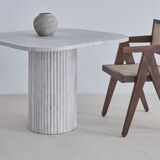 Natural travertine irregular dining table Athéna 90cm x 90cm