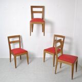 4 Chaises en chêne massif 1950