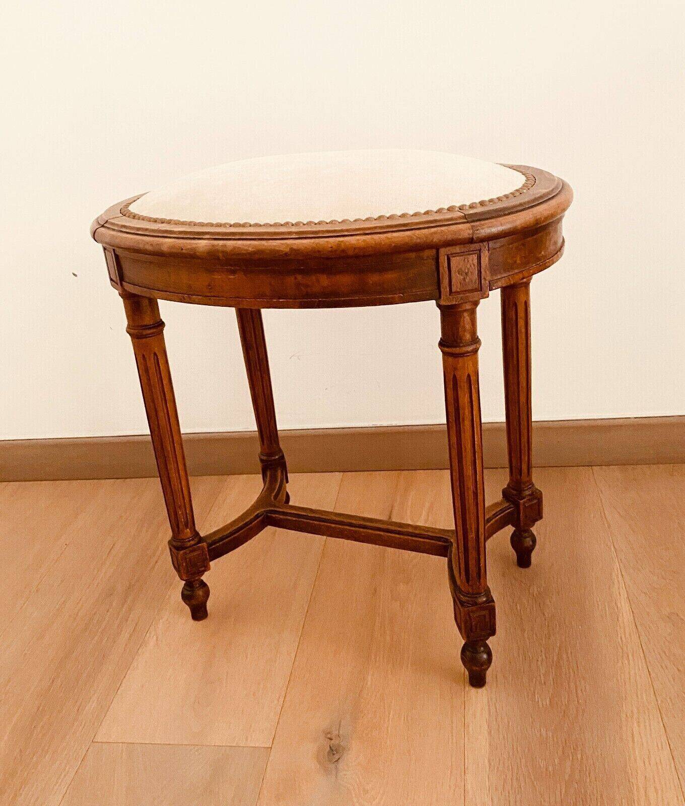 Louis XVI style stool in stained beech with velvet seat. 20th century.