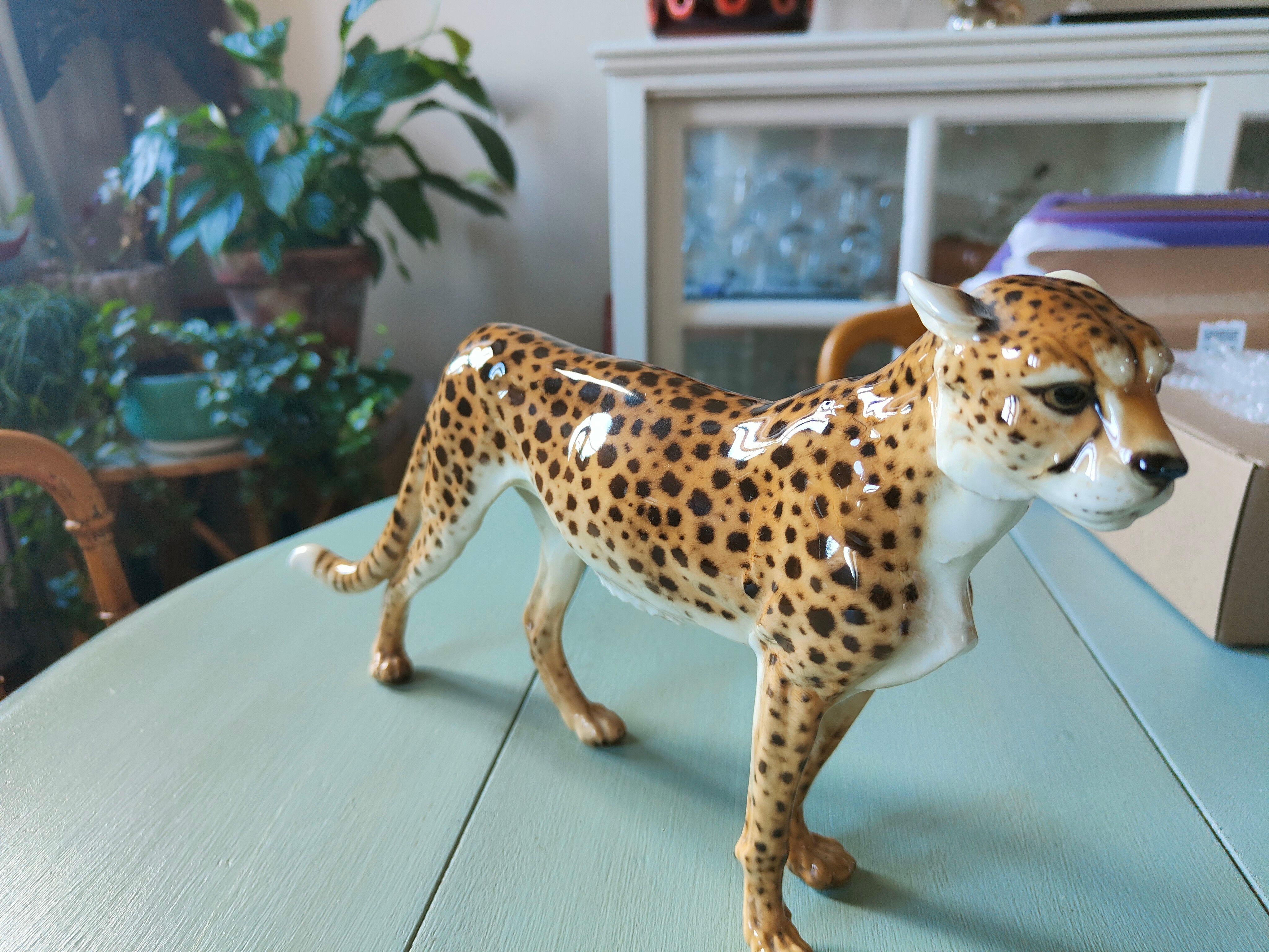 Italian ceramic leopard sculpture