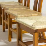 Sculptural postmodern dining chairs in wood with curved back, 1980s