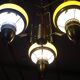 Large 3-light chandelier in glass, opaline and brass