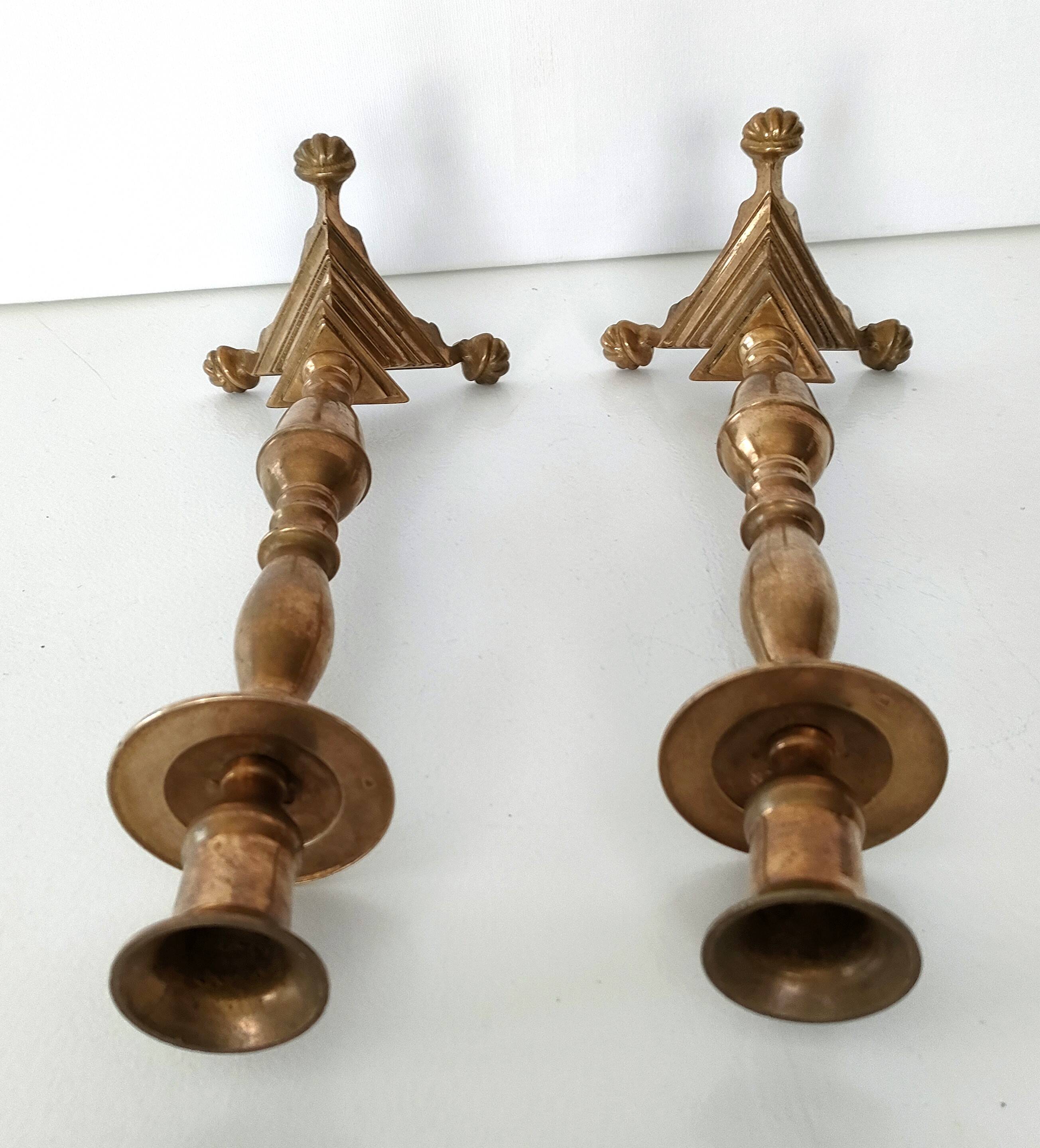 Pair of tripod candlesticks with lion's paws - Napoleon III - 19th century