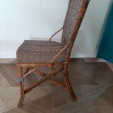 2 woven rattan garden chairs – sky blue net patterns – 1940s