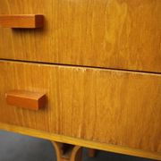 1960s František Mezulaník Mid-Century Maple Nightstands with Black and White Glass