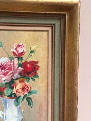 Oil on Canvas – “Still Life with Vase” by R.P. Vintage & Framed 28×40cm