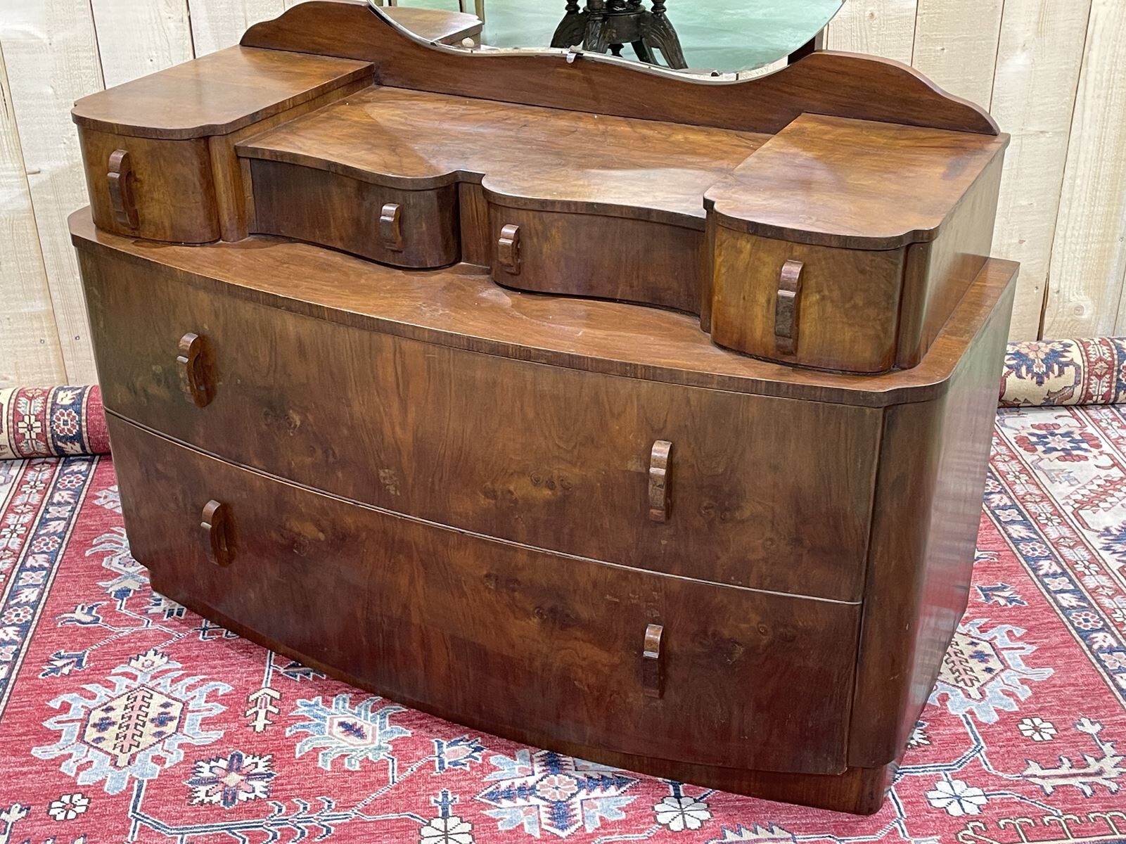 English hairdresser Art Deco walnut