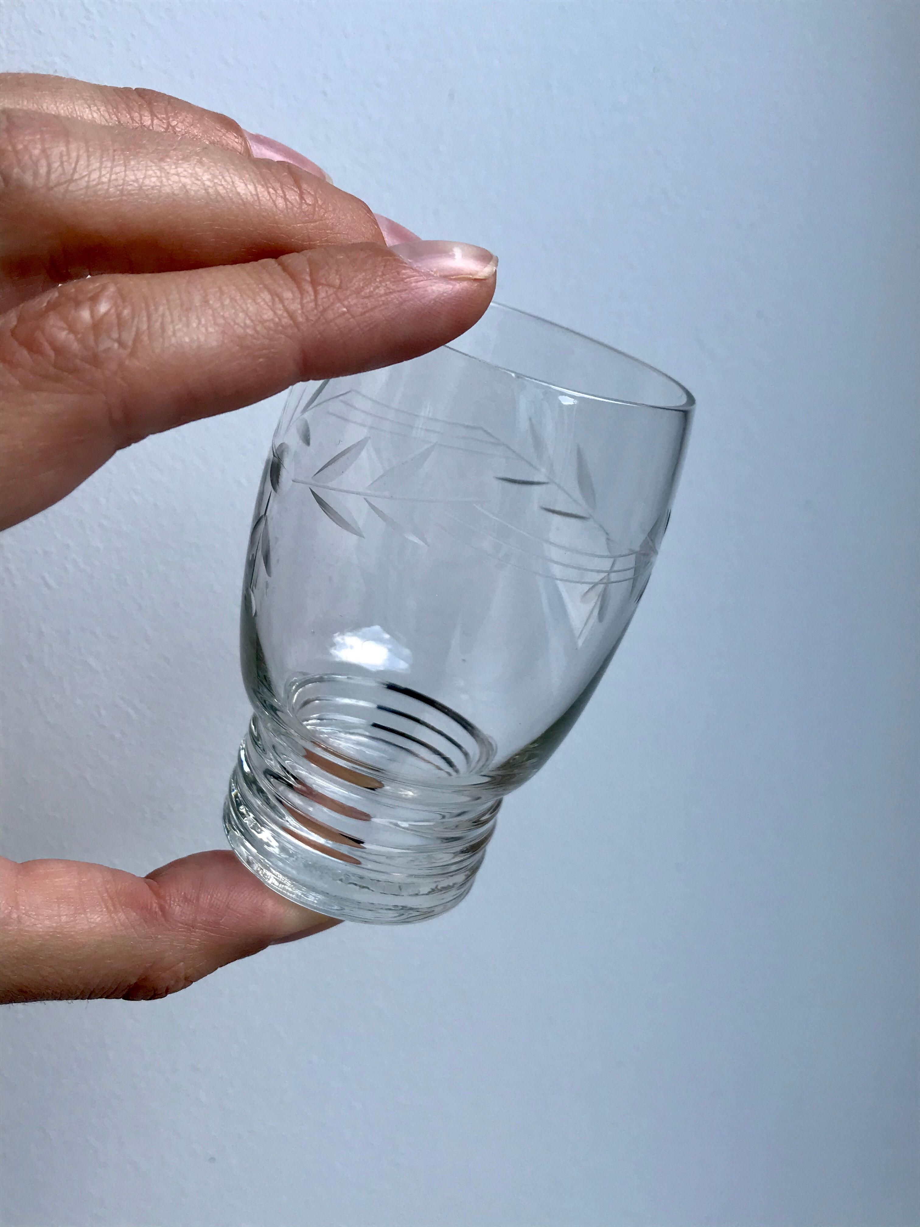 Lot de 6 verres à eau en cristal gravé années 50
