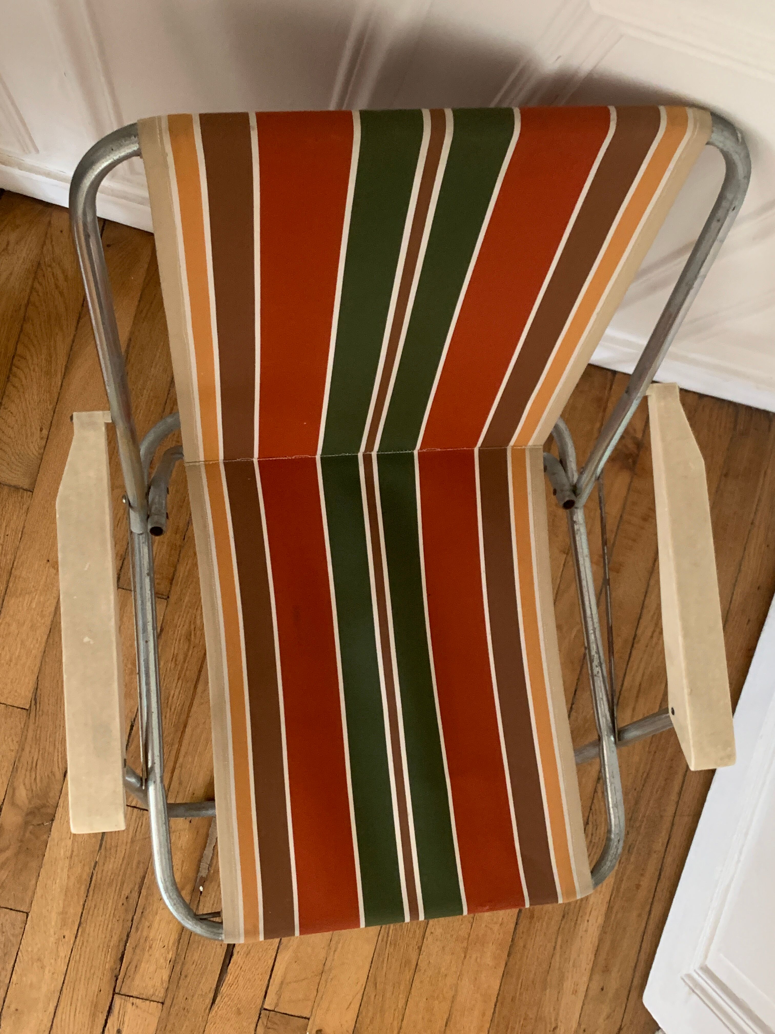 Chaise camping vintage pliable