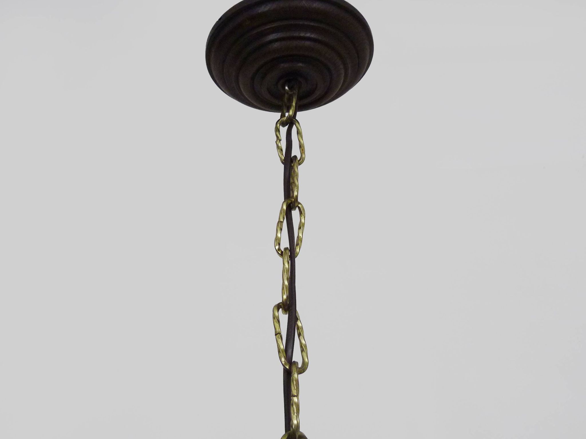 Antique hand-carved wooden dragon chandelier with 4 lights from the 1950s