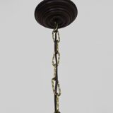 Antique hand-carved wooden dragon chandelier with 4 lights from the 1950s