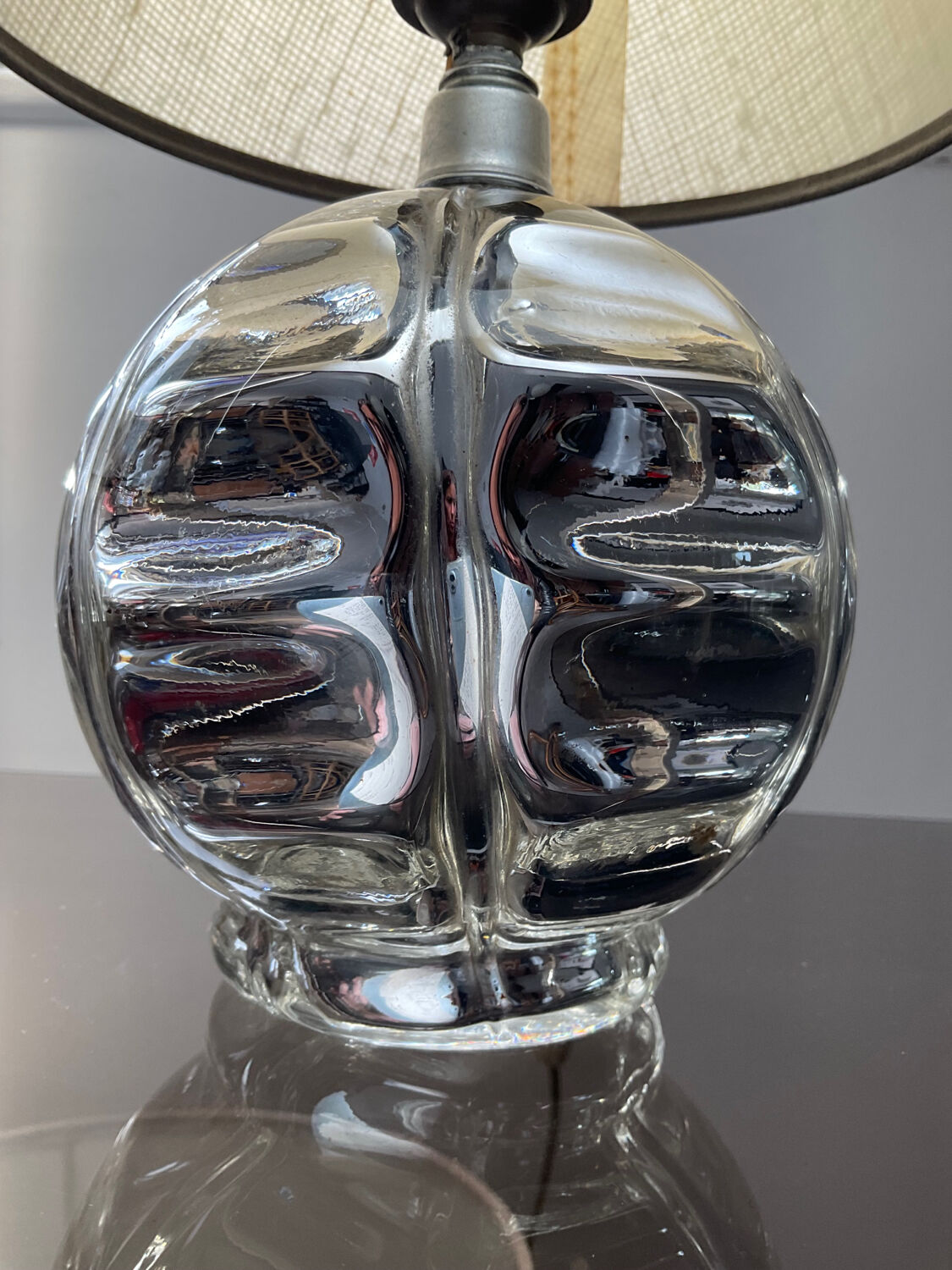 Vintage eglomised glass lamp from the 50s-60s