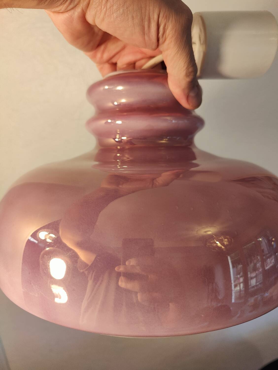 Purple and white opaline pendant light from the 60s/70s.
