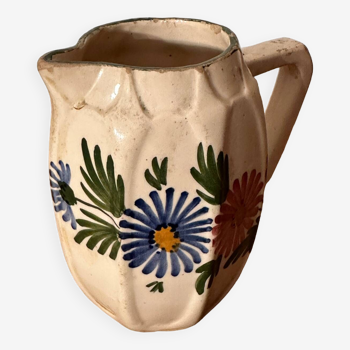 Vintage Pitcher 1940s - Ceramic Floral Decor H 11 cm