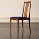 Paire de chaises Lübke vintage en bois et tissu bleu