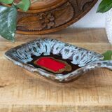 Vintage Ceramic Trinket Dish, Studio Pottery Vallauris Style, Red Grey Blue