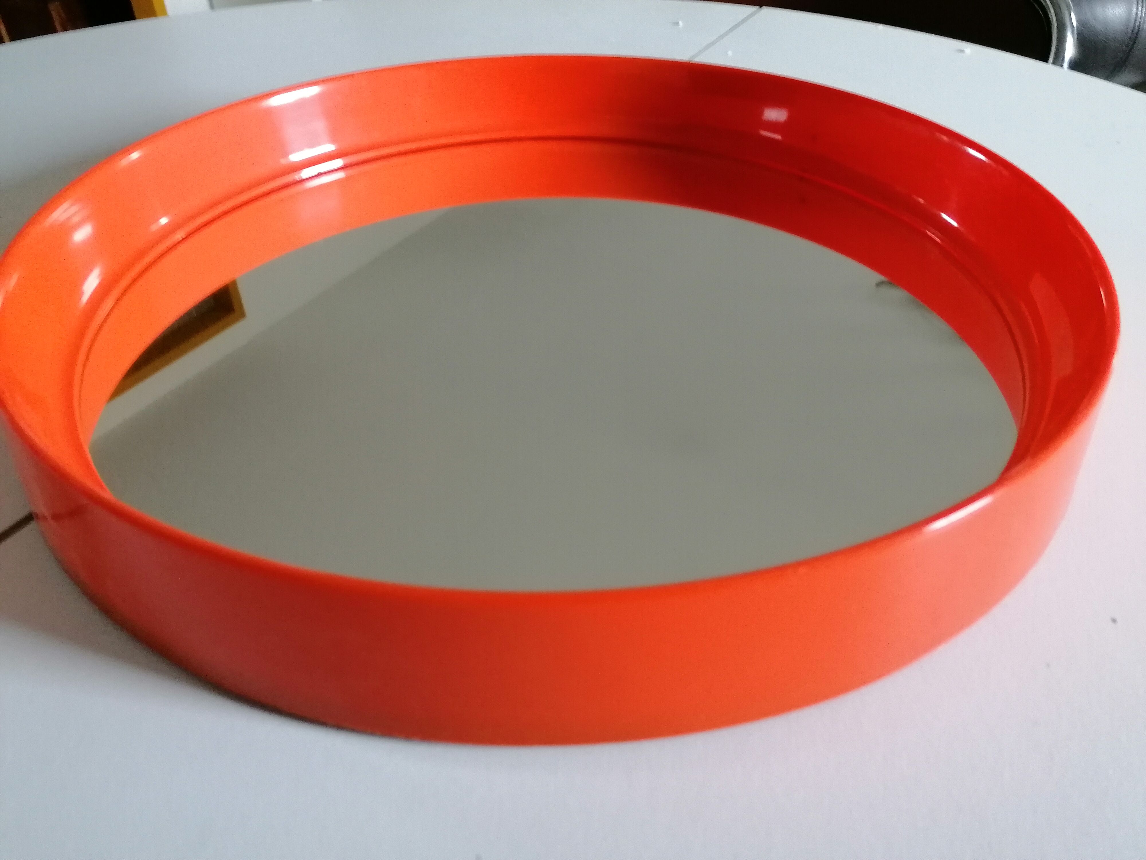 Vintage orange round wall mirror 60 70