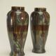 Pair of barbotine vases from the early 20th century stamped BELGIUM 158