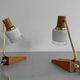 Pair of bedside lamps in brass and wood from the mid-century, 1960, Germany.