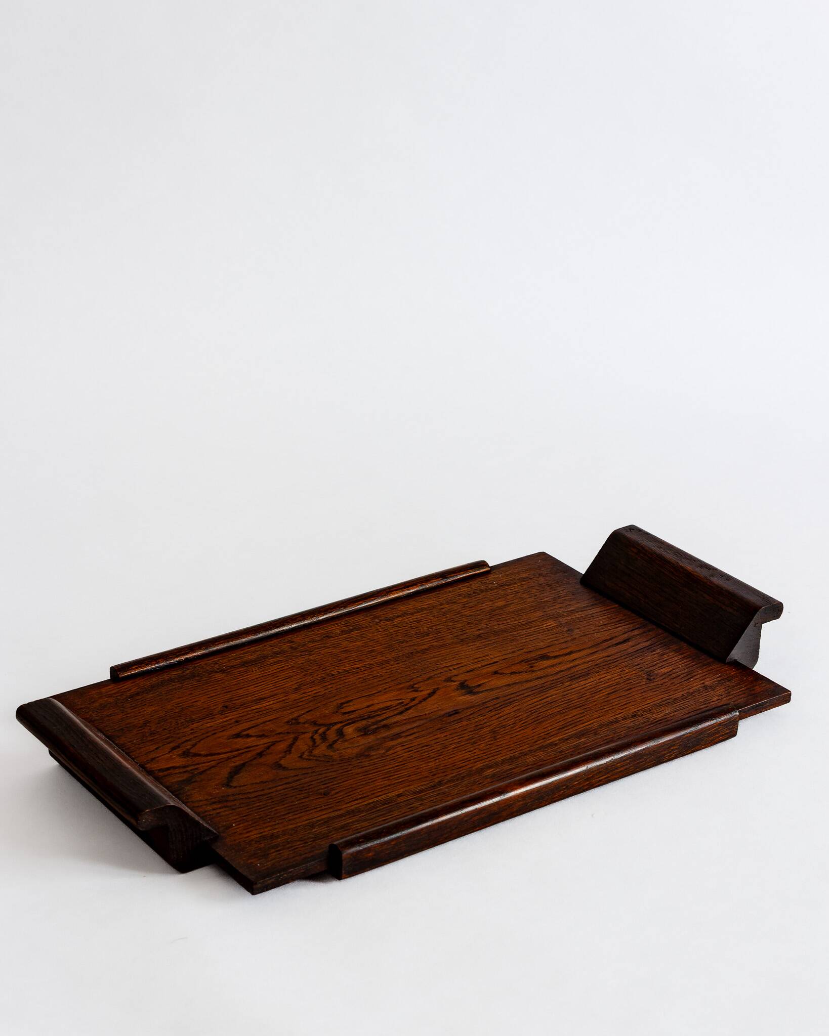 Plateau de service en bois massif de style Art Déco – Années 40-60