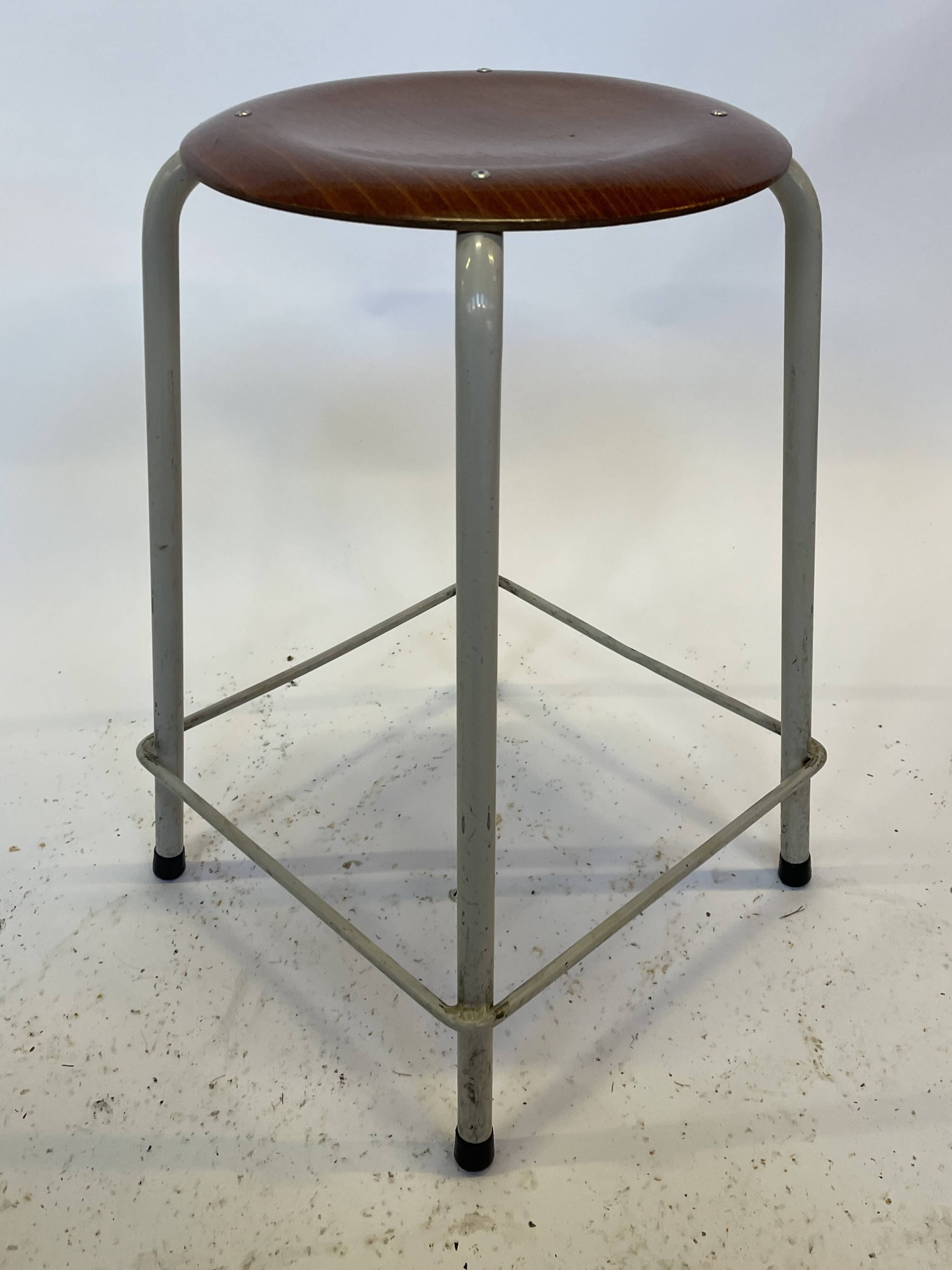 Vintage school stool, 1970s industrial design, Dutch minimalist