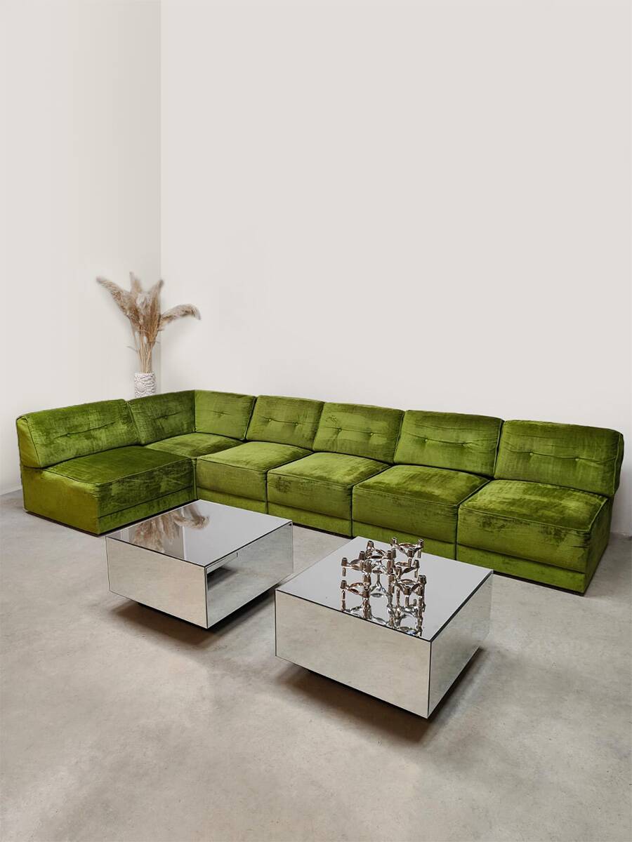 Midcentury modular sofa vintage 'Green velvet spirit'