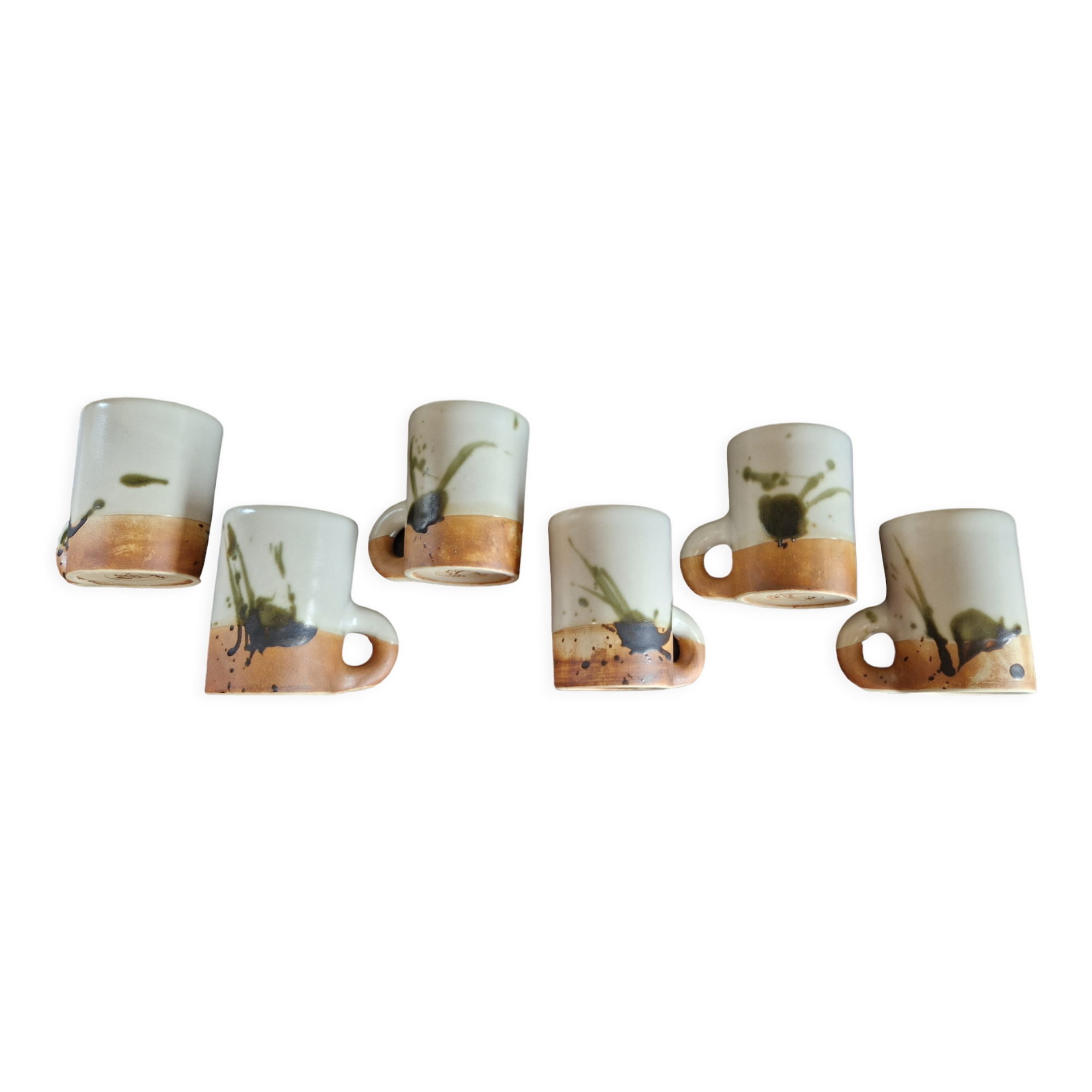 Set of 6 mugs in stoneware workshop of the dove 50s