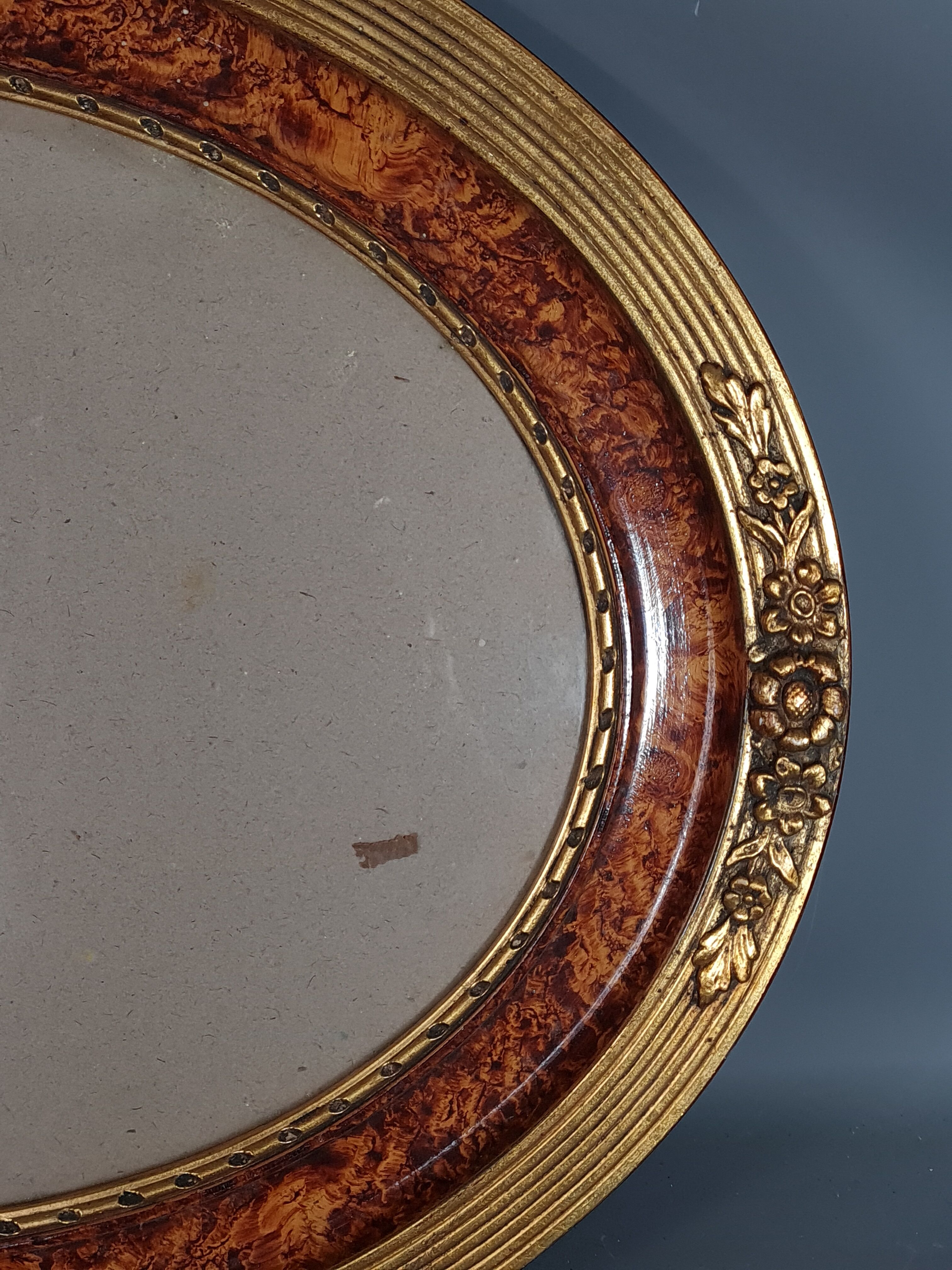 Old oval frame gilded stucco wood