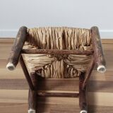 Chaise enfant vintage en bois et paille