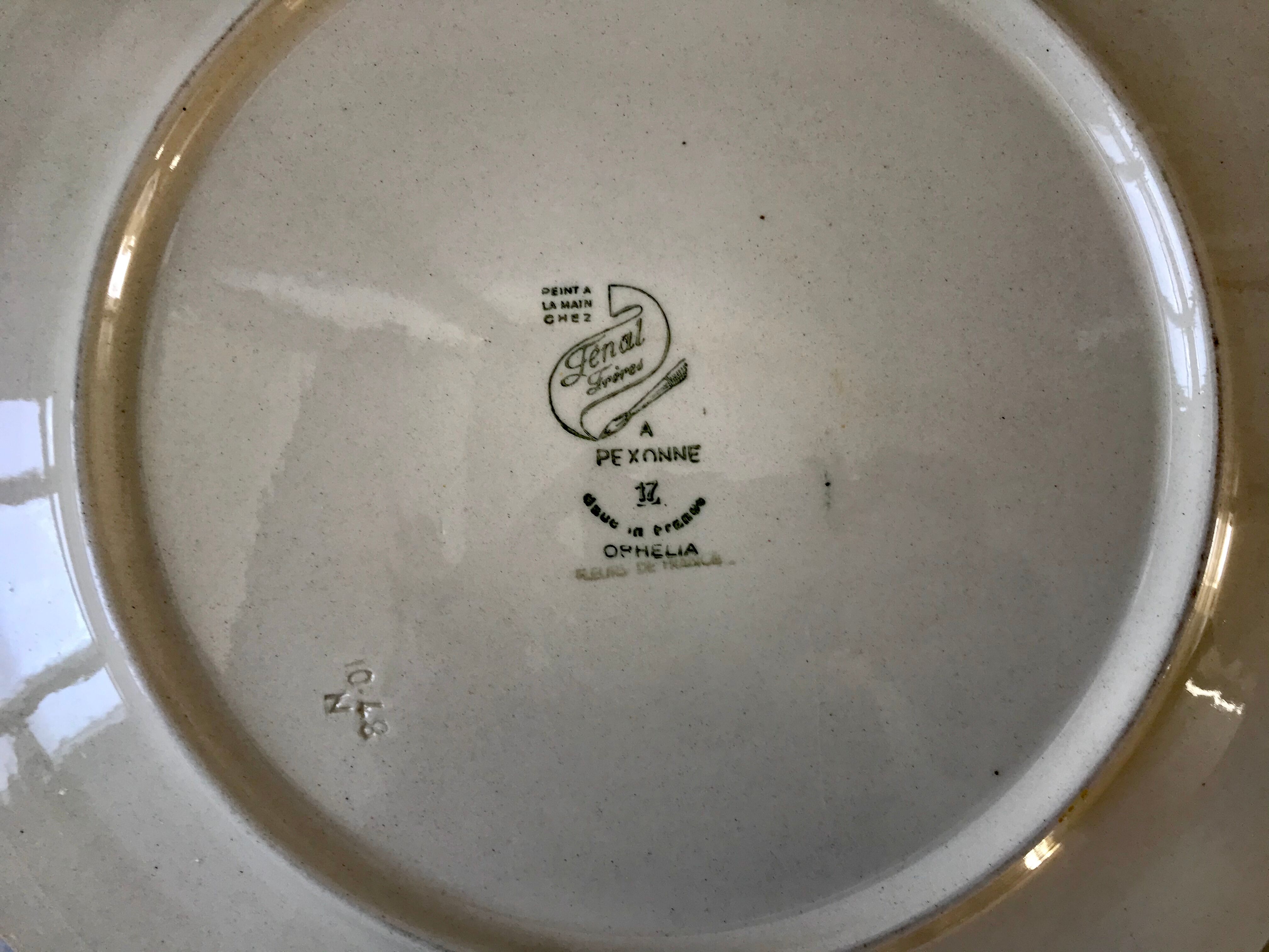 Pie dish Pexonne hand painted model "Ophelia" 40s