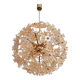 Large Sputnik chandelier in brass and amber Murano glass, SiSche, 1960.