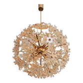 Large Sputnik chandelier in brass and amber Murano glass, SiSche, 1960.