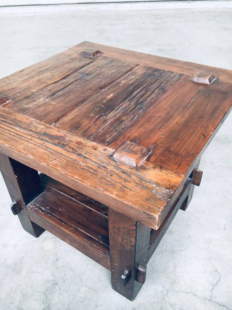 Wabi Sabi Style Oak Side Table, France, 1930s