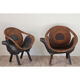 Paire de fauteuils vintage bois sculpté et rotin 1960
