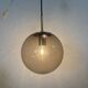Suspension boule en laiton et verre fumé de Limburg Glashütte, années 1970