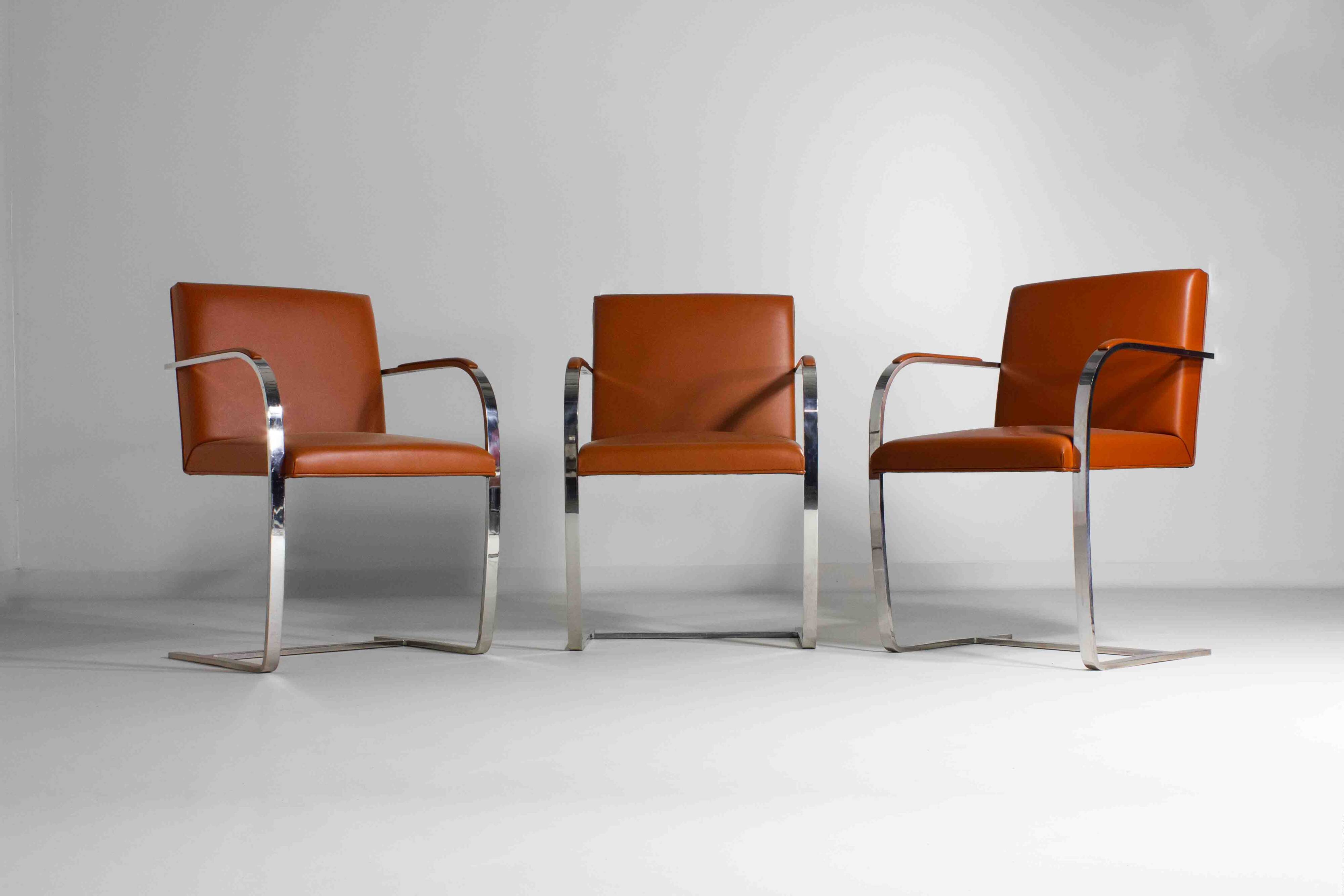 Set of 3 BRNO chairs by Mies van der Rohe for Knoll International, 1970s
