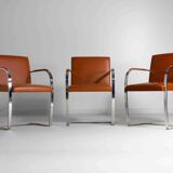 Set of 3 BRNO chairs by Mies van der Rohe for Knoll International, 1970s