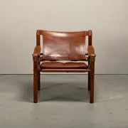 Arne Norell Sirocco Safari Lounge Chair in stained Ash and Brown Leather