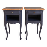 Pair of Louis XV style bedside tables, Sèvres Blue