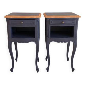 Pair of Louis XV style bedside tables, Sèvres Blue