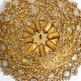 Gorgeous large 1970s Palwa brass ceiling or wall lamp with faceted crystal