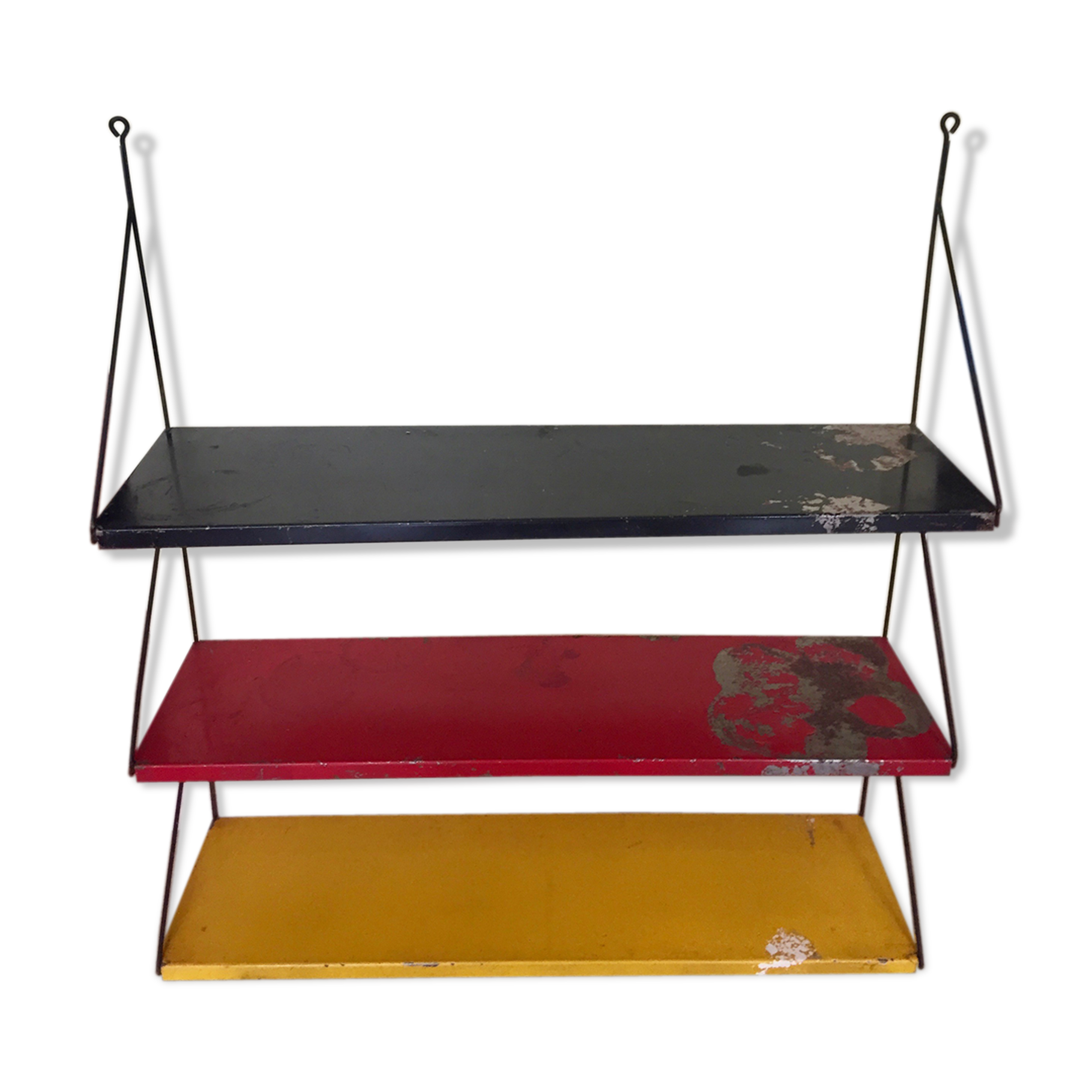 Old vintage shelves in teak and metal of the 50s