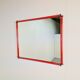 Miroir en cadre rouge postmoderne italien, années 1980