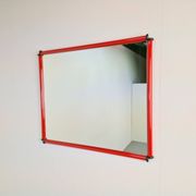 Italian Postmodern Red Frame Mirror, 1980s