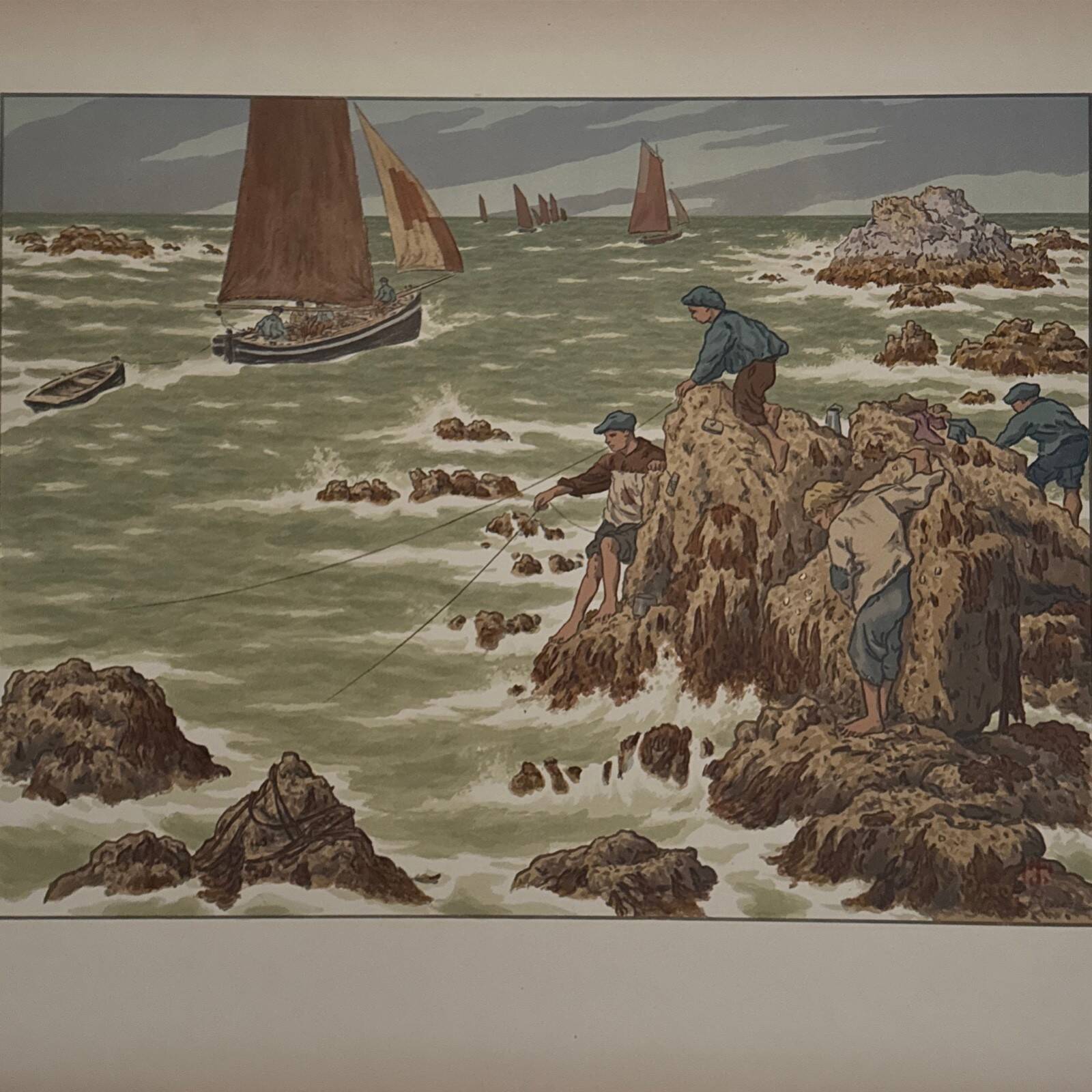 Lithograph by Henri Rivière The Wind of Noroît - The Seaweeds