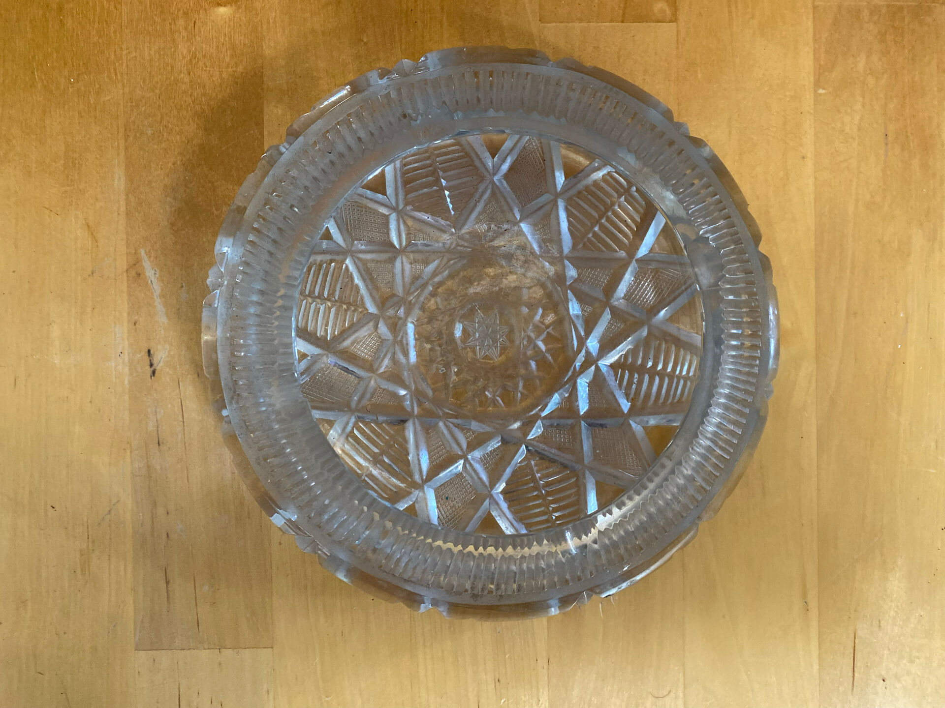 Vintage Cut Crystal Ashtray Saint Louis Style #E081