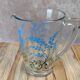 Pichet en verre décor floral bleu vintage