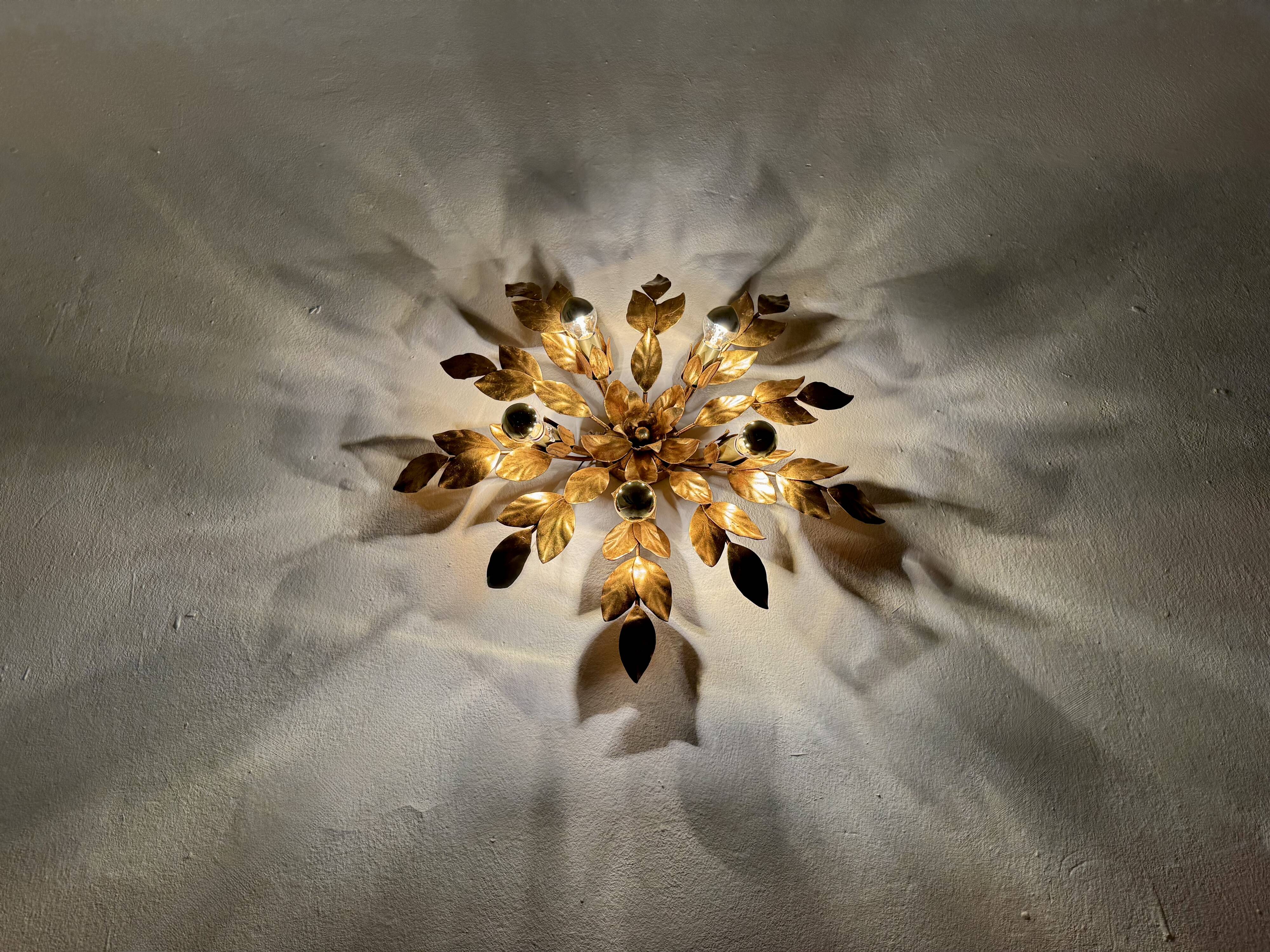 Floral Hollywood Regency Wall or Ceiling Lamp