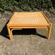 Table basse carrée en bois et rotin, années 70