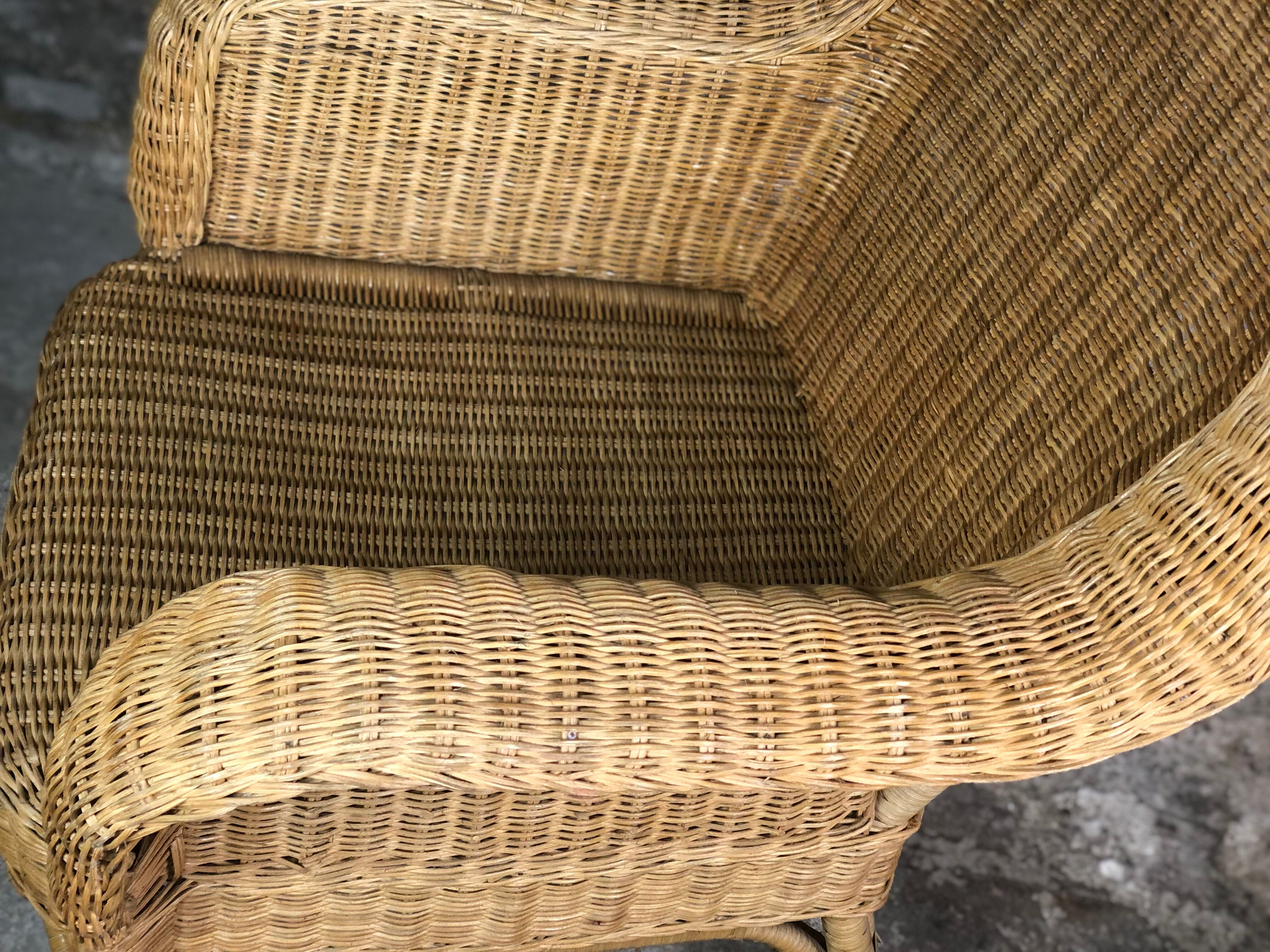 Rocking chair in rattan and bamboo rocker 1980